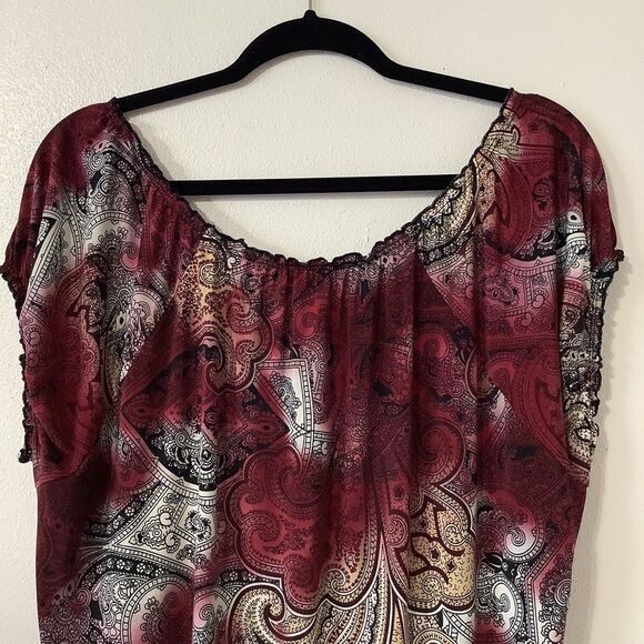 Judith Y2K Whimsigoth Witchy Fairy Grunge Paisley Milkmaid Blouse 1X - Picture 9 of 12